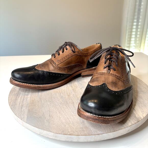 Bed Stu Cobbler Series Wingtip Oxford Shoes Men’s Size 11 Brown Black Leather - Picture 3 of 11